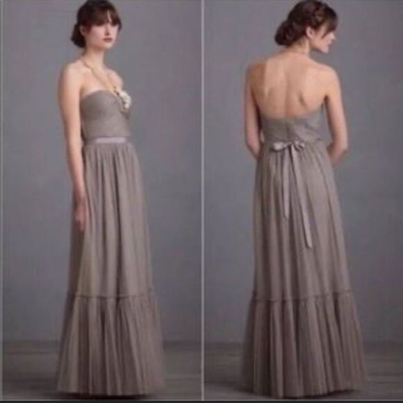 BHLDN Dresses & Skirts - BHLDN Grey Niceties Tiered Tulle Sweetheart Corset Bodice Gown Event Holiday SZ4
